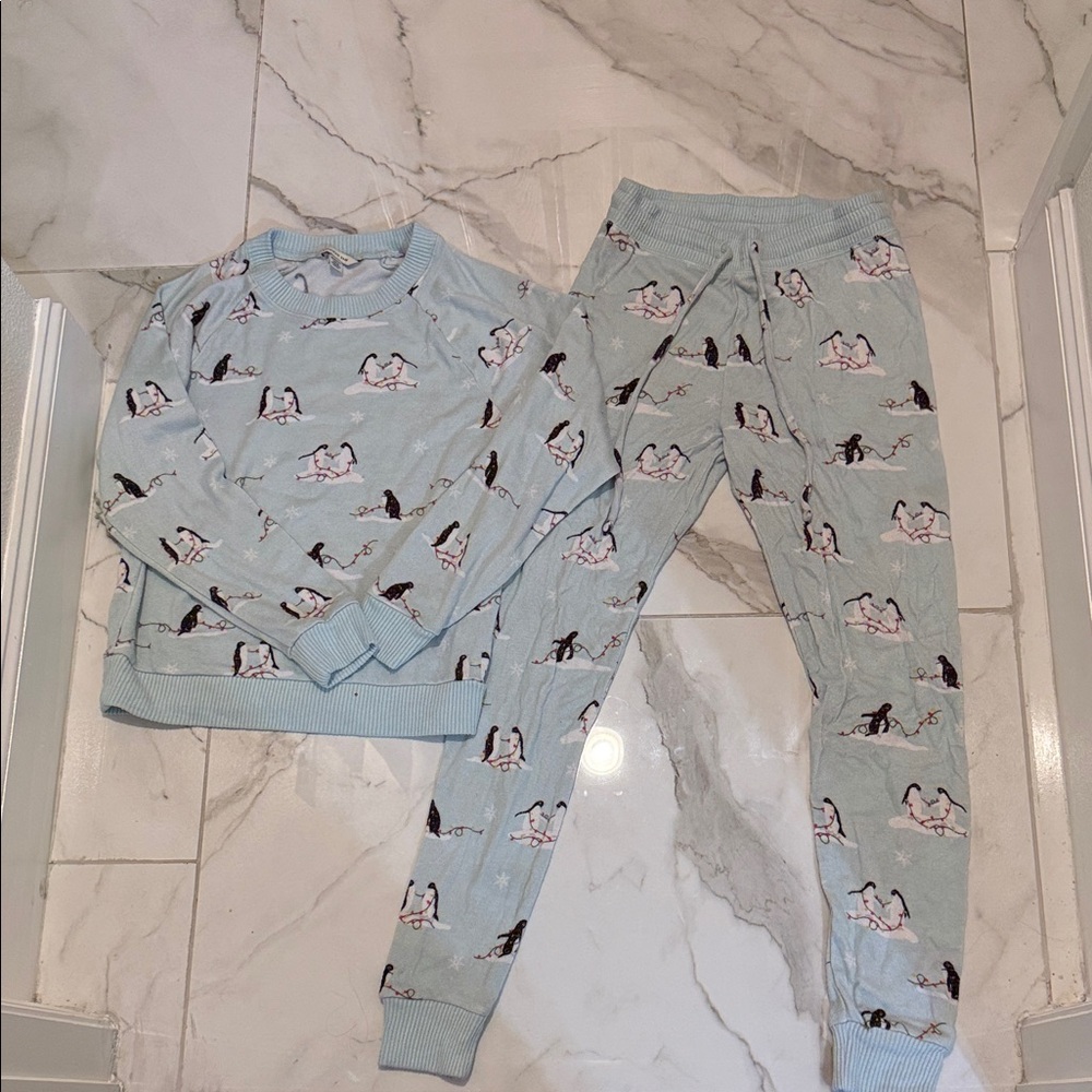 American Eagle Outfitters Light Blue Penguin Print Top